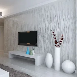 リビングルームソファの背景壁のための非織りファッションの薄い群れ垂直ストライプの壁紙ホーム壁紙3Dグレーシルバー301b