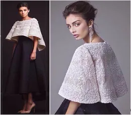 Preto e Branco Krikor Jabotian Vestidos de Noite Duas Peças Até o Tornozelo Meia Manga Vestidos de Baile Com Jaqueta Vestidos de Festa Formal3394033