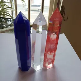 3pcs 블루 멜트 멜트 멜트 레드 용해 Quartz Crystal Wand Point 단일 제방 제련 석영 결정 지점 Healing240a