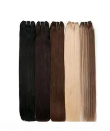 エリベスヘアダブルドローストレートヒューマンヘアエクステンション100g can can can dyed 1824quot remy hair weft8152771
