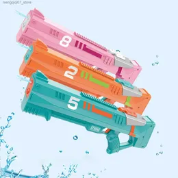 Sand Play Water Fun Automatic Electric Water Gun Toys Spela Water Summer Wimming Pool Stora kapacitet Vattenpistoler Utomhusstrandpistoler för vuxna barn L240312