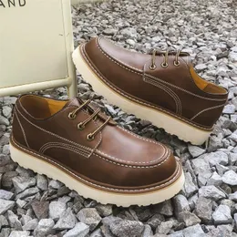 Sapatos casuais homens de couro real botas de moda de corte baixo ao ar livre curto para trabalho de estilo britânico