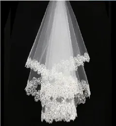 Cheap Bridal Wedding Veils Short White Ivory Bridal Veils Sequined Lace Appliques Sequin Tulle Wedding Veils5249057