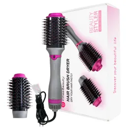 Brushes 2 in 1 Hot Air Brush Electric 360° Rotating Ion Blow Dryer Brush One Step Professional Curling Combair Straigh Comb Roller