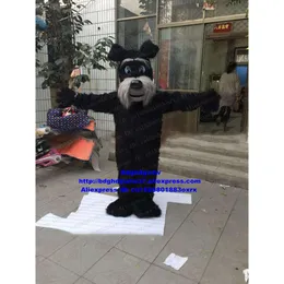 Maskot kostümleri siyah uzun kürk schnauzer schnowzer shnowser köpek maskot kostüm karikatür karakter müşterileri teşekkürler kültürel zx441