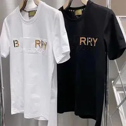 Tasarımcı Gelgit Tişörtleri Göğüs Mektubu Lamine Baskı Kısa Kollu Yüksek Sokak Gevşek Büyük Boy Günlük T-Shirt 100% Saf Pamuk Üstleri Mans T Shirt CC9