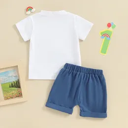 Kläderuppsättningar småbarn Baby Boys Girls First Birthday Outfit Golf Theme T-shirt och shorts Set 1st Cake Smach Clothes