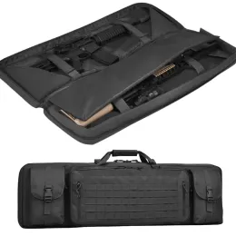 Sacos Tactical Rifl Bag Double Gun Case Carabina À Prova D 'Água Mochila Molle Sistema Mochila Saco de Transporte Zipper Lockable 46"