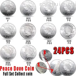 24pcs USA Peace Coins1921-1935 Copper Plating Silver Copy Coin Art Collection245z