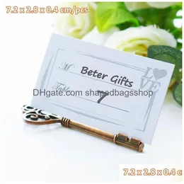 Party Favor Favors Antique Bronze Skeleton Key Place Card Holder With Matching Decoration W9961 Drop Delivery Home Garden Festive Supp Dhbvu