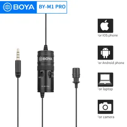 الميكروفونات boya bym1 pro 6m محمولة مكثف شامل متعدد الاتجاهات لافاليير لافاليير للكمبيوتر الشخصي Nikon Sony iPhone 13 Huawei Xiaomi