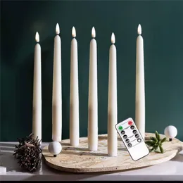 Confezione da 6 candelieri conici a batteria bianca calda remota o non remota, timer, candele elettroniche per finestre di Natale, per eventi di nozze Y275i