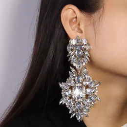 Stonefans Geometric Earrings Party överdriven dekoration 2024 Fashion Oversize Crystal Hanging for Women 240305