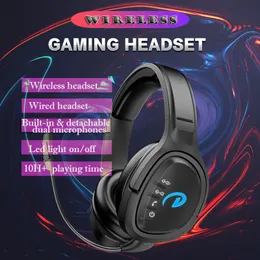 Topp Bluetooth -hörlurar Gamer Audio Breathing Lights Wireless Headset Bluetooth Earphone med Microphone Mute Alternativ för PS4, PS5, Xboxone