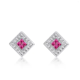 Stud Earrings ER-00099 Korean Fashion Crystal Earings Birthday Gift Silver Plated Square Earring For Women Items With