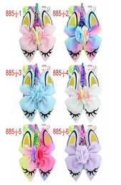 8quotJOJO Siwa Bow headband girl colorful Ribbon Bow unicorn flowers Girl girl Hairbands with JOJO card Hair Unicorn party hair 4851069