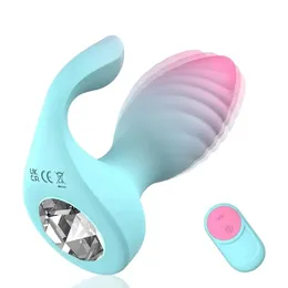 2 in 1 Anal Plug Vibrator Klitoris Stimulator Erwachsene Dual Motoren Spielzeug Fernbedienung Vibrierender Hintern Sex für Frauen 240227