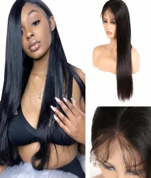 Peruca de cabelo humano seda reta de alta qualidade malaia Virgin Lace Front Wig para mulher negra 3081743