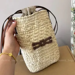 Borsa per cellulare in paglia Borsa a tracolla da spiaggia da donna di design Borsa per telefono in erba RAFFIA lafite intrecciata Articoli di moda per le vacanze Borsa a tracolla da donna