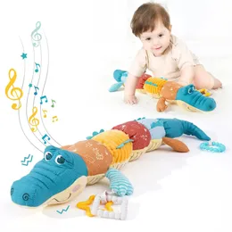Baby Musical Stuffed Animal Activity Soft Toys with Crinkle Rattles Textures Tummy Time for born Infant Gifts 240226