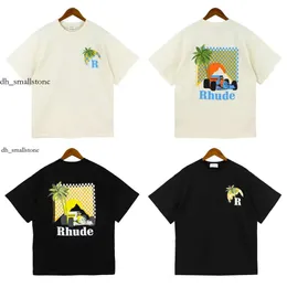 rhude t shirt luxury oversized t shirt men Rhude Summer American High Street Coconut Palm Truck Print Mens