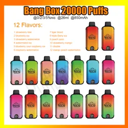 Bang Box 20000 Puffs engångspenna 26ml Förfylld patron laddningsbart batteri 18K Puff Smart Screen Juice Dual Mesh Coil vs Bang Box 12000 12K Puff 12000 12K 15000