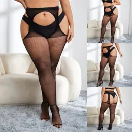 Meias femininas plus size para belezas gordinhas negrito estilo sexy coxa alta à cintura malha meia feminina fishnet meia-calça nackt bulingerie