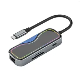 USB-концентратор в 1, простой в использовании, 7-портовый разветвитель для ноутбука, аудиовыход Plug and Play, многопортовый адаптер C, док-станция