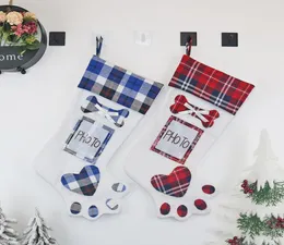 Navidad Dog Paw Merry Stockingギフト収納バッグクリスマスツリーペンダントソックスオーガナイザーデコレーションカスタムオーナメント15BH C26100544