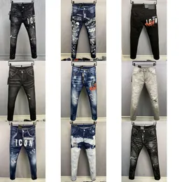 mens dsquare jeans dsq2 preto hip hop rock moto coolguy jeans design rasgado angustiado denim motociclista dsq para homens 881 designer d2 bordado calças jeans de alta qualidade