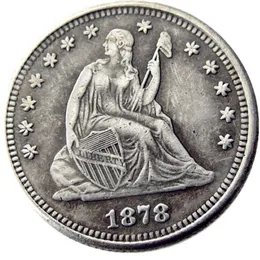 Moedas dos EUA US 1878-P-S-CC Sentado Liberty Quater Dollar Artesanato Banhado a Prata Cópia Moeda Enfeites de Latão Acessórios de decoração para casa304n