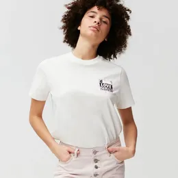 Magliette da donna T-shirt a maniche corte in puro cotone per le donne Girocollo Bianco Top Abbigliamento da donna trasparente di alta qualità