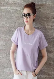 Kobiet T Shirt Fashion Ladies żeńska cekina przyczynowa bawełniana bawełniana krótkie rękawy w stylu femme