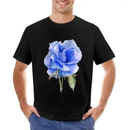 Herrtankstoppar akvarell ljusblå rose blomma t-shirt söt kläder vanlig överdimensionerad t-shirt män