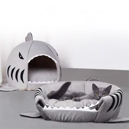 Dropship Pet Cat Bed Miękka poduszka do psa rekin do dużych psów namiot wysokiej jakości bawełniany mały śpiwór produkt 211006256S