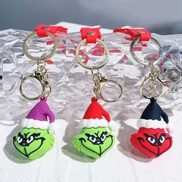 2024 عيد الميلاد Grinch Keychain قلادة عيد الميلاد شجرة خضراء الفراء الفراء ديكور دخن Grinch دمية