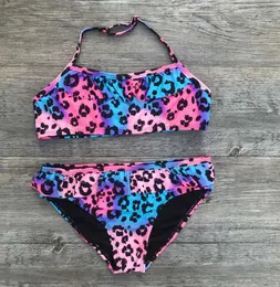 Swim Wear Girls Swim Two Multi-Piece Print Suits With Flower Girls Bikini Set For Kids Swimsuit Girl Swims Aquatic 240311