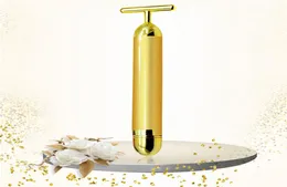 24K Altın Titreşim Yüz Zayıflama Yüzü Güzellik Çubuğu Nabız Sıkılaştırıcı Yüz Rulo Masajı Asansör Cilt Sıkma Kırışıklık Stick1150239