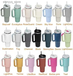 Mugs US Stock H2.0 40oz Stainless Steel Tumblers Cups with Silicone handle Lid And Straw Travel Car mugs Keep Drinking Cold Water Bottles 1 1 Make L240312