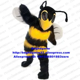 Maskot Kostümler Uzun Kürk Bee Bal arısı Wasp Hornet Vespid Bumblebee Bombus Maskot Kostüm Yetişkin Karakter Pub Marka Planı Promosyon ZX1007