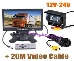 12V24V 18 LED IR LED Reversing backup Camera Car Rear View Kit 7quot LCD Monitor for Bus Truck with 20M video cable7404648