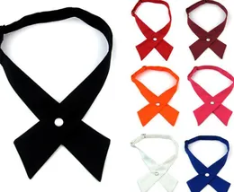 Justerbara korsbågar för män Kvinnor Solid Business Casual Neck Cross Bowtie School Uniform Pre bund Bows Neck Tie Accessoarer 4756986