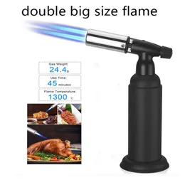 Large Jumbo 1300'C Metal Dab Jet Butane Torch Windproof Refillable Fourfold Jet Flame Torches Professional Kitchen Smoking Spoon Pipe Torch Lighter