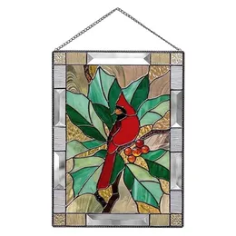Obiekty dekoracyjne figurki Włoski z oknami witrowymi szklanymi panelem okiennym Wzór ptaka wisiorek akrylowy z łańcuchem ręcznie wykonanym ścianą D218J