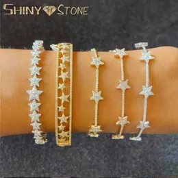 Bangle Iced Out Starstennis Chain Armband för kvinnor Rainbow Star Charm Bangle Shiny Crystal CZ Elegant Fancy Jewelry LDD240312