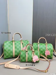 Axelväska, högkvalitativ färgglad blommig kuddväska, grön resväska, resor och fritid Väska