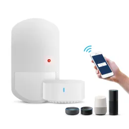 Kontrollera Broadlink S3 WiFi Smart Motion Sensor PIR -detektor för smart hemkompatibel med Alexa Google Assistant (S3 Hub krävs)