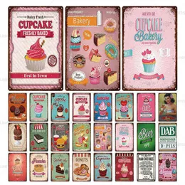 Pink Cake&Donuts&Ice-cream Tin Sign Vintage Metal Poster Iron Sheet Decor For Club Bar Restaurant Cafe Painting Wall Home Decor H1299Y