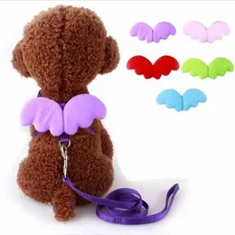 Conjunto de coleiras e coleiras para cães de estimação, coleiras fofas de anjo para cães pequenos, gatos, asa ajustável, arnês para cães, acessórios para animais de estimação HJ309R