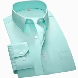 S ~ 7xl camisa de grandes dimensões masculina regular ajuste gola quadrada manga longa camisas de vestido para homens sarja sólida listrado branco roupas masculinas 240301